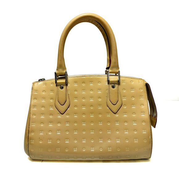 Arcadia Beige Embossed Leather Satchel Bag – Women's Medium Handbag, Top Handle - Picture 4 of 15
